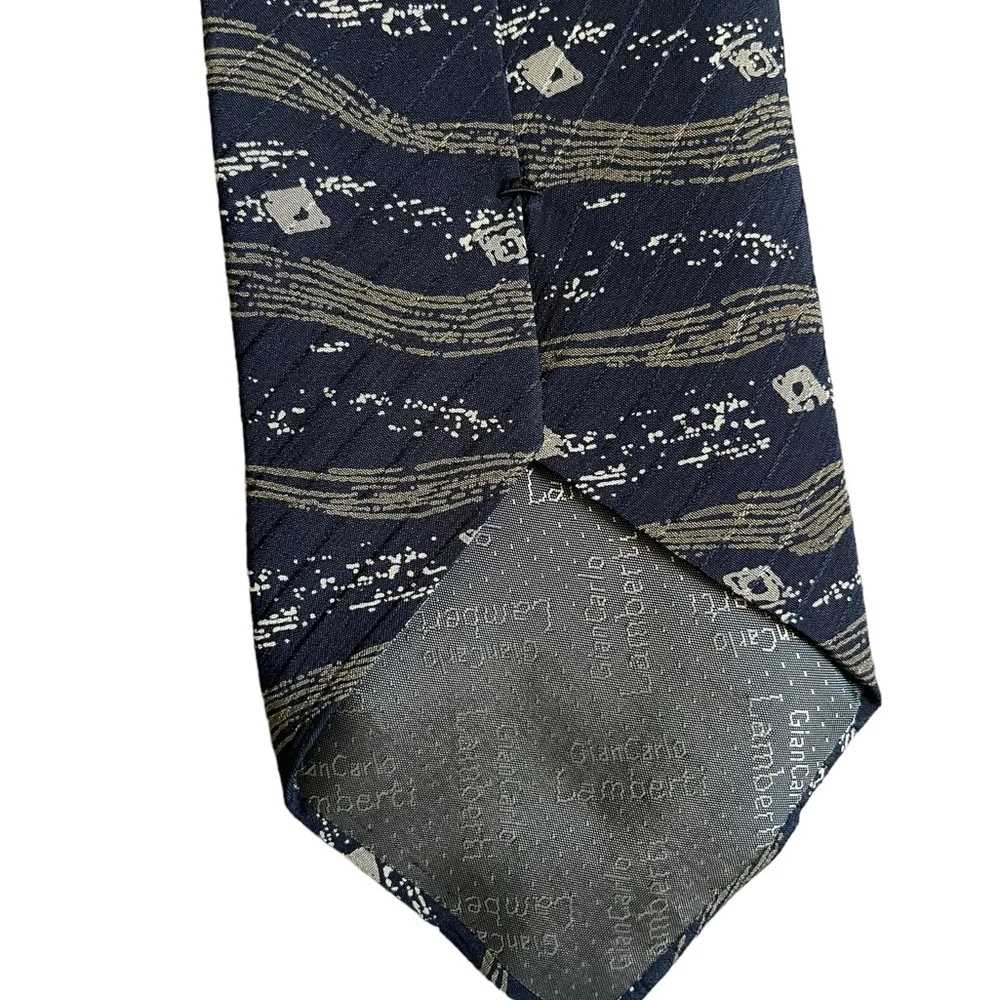 Gian Carlo Lamberti Mens Ties Lot of 2 100% Silk Handmade in Italy Geometric
